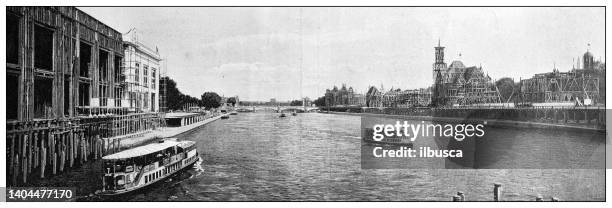 antique photo: preparation for the paris exposition universelle 1900 (1899) - exposition universelle 1900 stock illustrations
