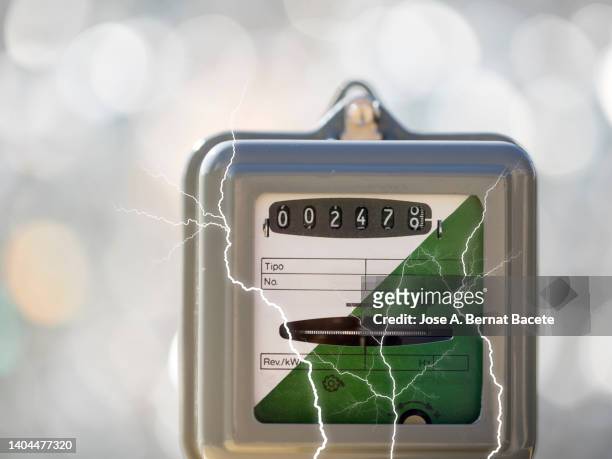 close up of an explosion in the box of the domestic electric meter - light meter stock pictures, royalty-free photos & images