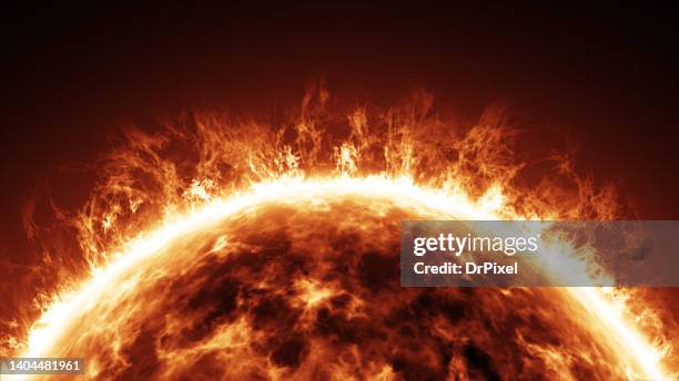 sun close-up showing solar surface activity and corona - sonnenflecken stock-fotos und bilder