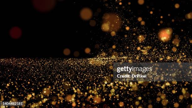 magic blurry glitter golden lights with copy space - raggiante foto e immagini stock