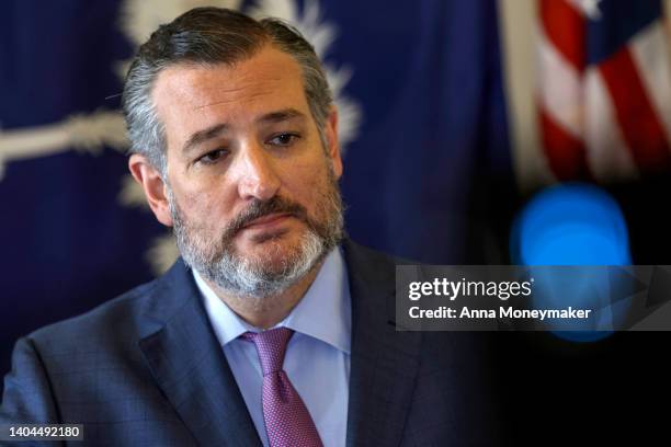 Sen. Ted Cruz speaks at a press conference at the U.S. Capitol to discuss immigration at the southern border on June 22, 2022 in Washington, DC. Cruz...