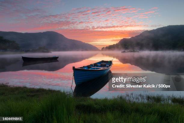 scenic view of lake against sky during sunset,upper lake,ireland - killarney lake stock pictures, royalty-free photos & images