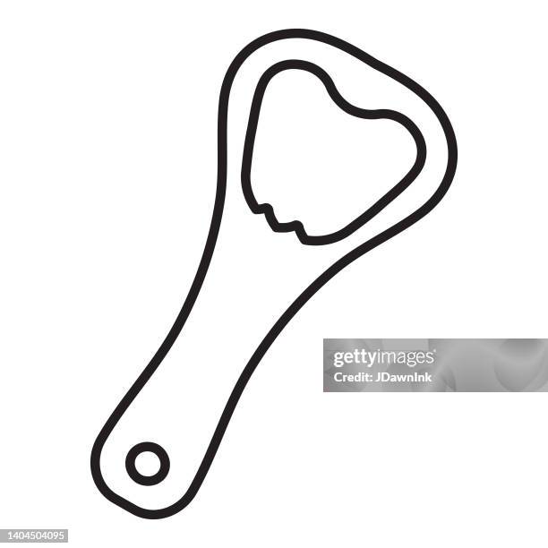 essential restaurant bar icon bottle opener concept thin line style - editable stroke - bottle opener white background stock illustrations