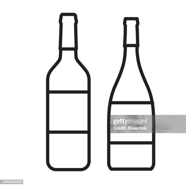 essential restaurant bar icon wine bottles concept thin line style - editable stroke - wine bottle stock illustrations