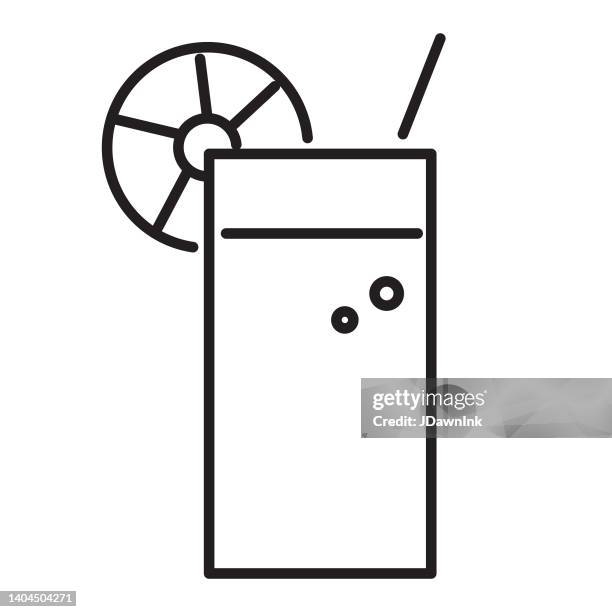 essential restaurant bar icon cocktail concept thin line style - editable stroke - drinking straw isolated stock illustrations