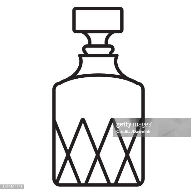 illustrations, cliparts, dessins animés et icônes de icône essentielle du bar du restaurant concept de carafe à whisky style ligne fine - trait modifiable - carafe à décanter
