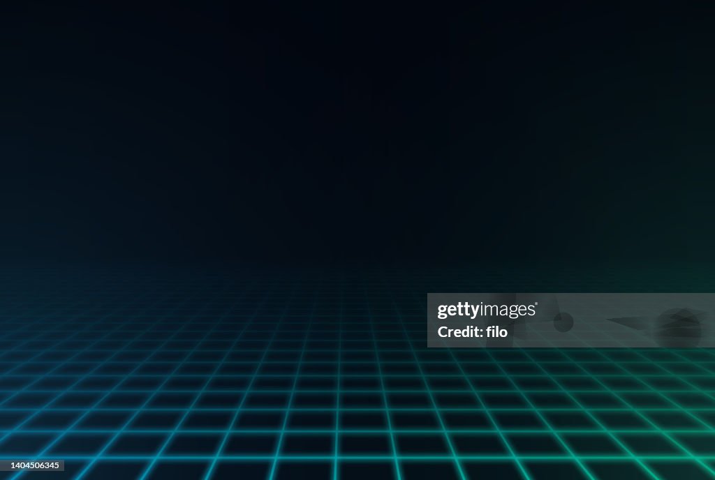 Abstract Perspective Grid Depth Glow Background