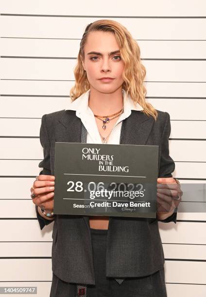 Cara Delevingne attends a preview screening of "Only Murders In The Building" Season 2 at The Soho Hotel on June 22, 2022 in London, England.