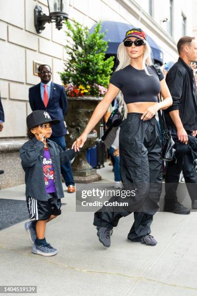 Psalm West and Kim Kardashian are seen in Midtown on June 22, 2022 in New York City.