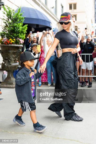 Psalm West and Kim Kardashian are seen in Midtown on June 22, 2022 in New York City.