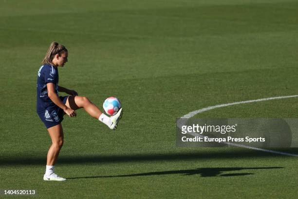 Alexia Putellas in action during the training session of Spain Women Team at Ciudad del Futbol on June 22 in Las Rozas, Madrid, Spain.