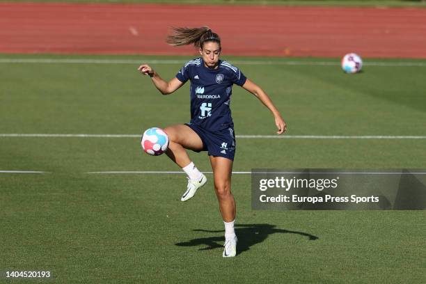 Alexia Putellas in action during the training session of Spain Women Team at Ciudad del Futbol on June 22 in Las Rozas, Madrid, Spain.