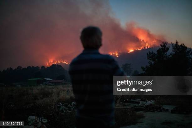 The fight against a forest fire, which started at 20:00 in the district of Marmaris in Muğla, in Bördübet Mahallesi, continues on June 22, 2022 in...