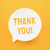 Thank You message in round speech bubble isolated on yellow background. Gratitude banner design. Ideal for appreciation post, customer service, social media, etc. Vector illustration