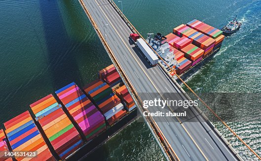 Aerial View of Container Ship Aerial View of Container Ship