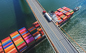 Aerial View of Container Ship