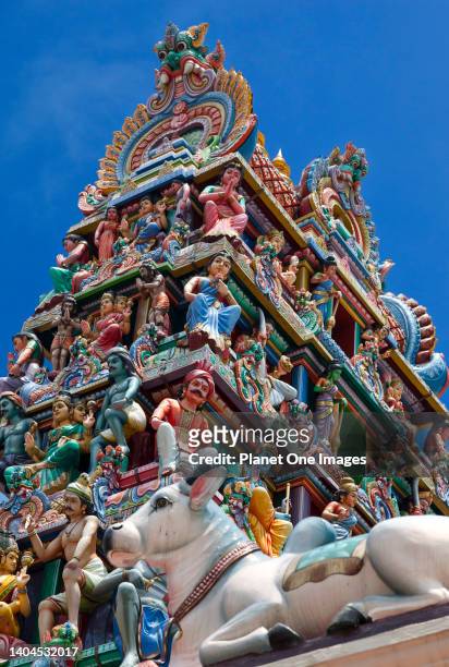 Singapore - 1 April 2011; The Sri Mariamman Temple is Singapore's oldest Hindu temple. It is an agamic temple, built in the Dravidian style. Located...