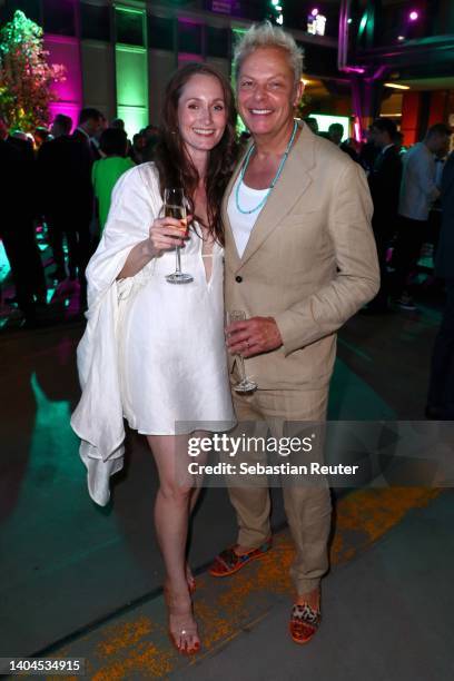 Christin Dechant and Uwe Fahrenkrog-Petersen pose at the Green Awards during day 1 of the Greentech Festival on June 22, 2022 in Berlin, Germany. The...