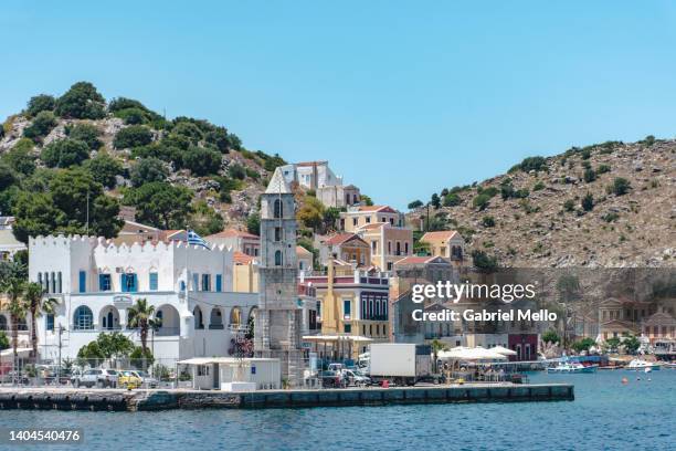 traditional houses in symi island - symi ストックフォトと画像