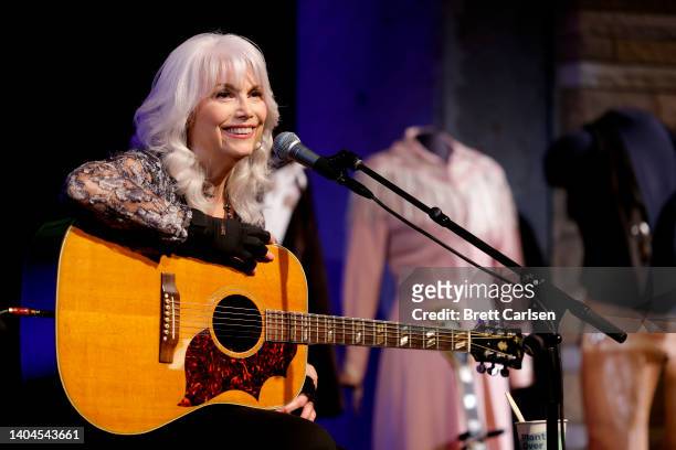 Emmylou Harris performs onstage during Country Music Hall of Fame and Museum's announcement of the major new exhibition Western Edge: The Roots and...