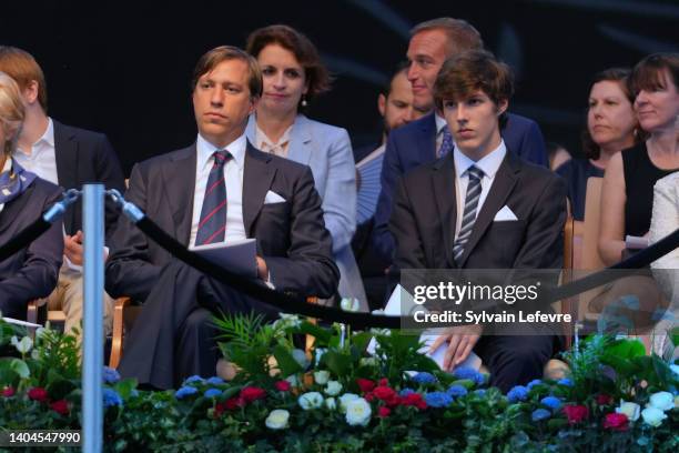 Prince Louis of Luxembourg and his son Prince Gabriel of Luxembourg celebrate National Day on June 22, 2022 in Esch-sur-Alzette, Luxembourg.