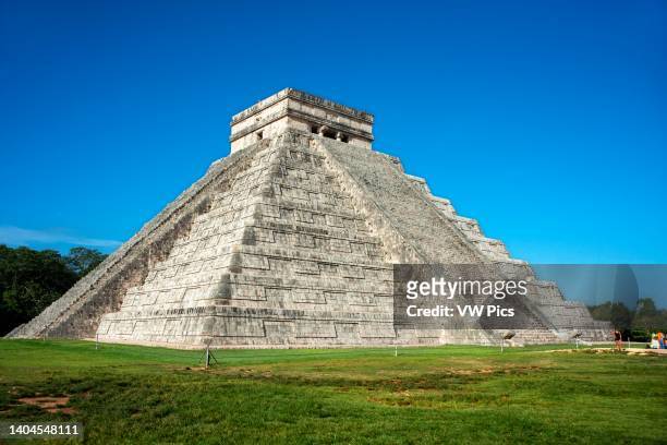 El Castillo, The Pyramid of Kukulkán, is the Most Popular Building in the UNESCO Mayan Ruin of Chichen Itza Archaeological Site Yucatan Peninsula,...