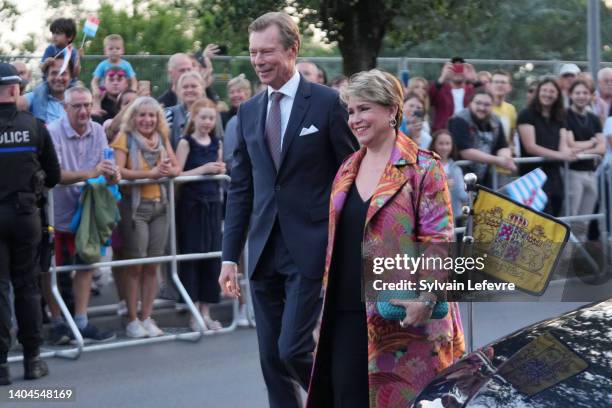 Grand Duchess Maria Teresa of Luxembourg and Grand Duke Henri of Luxembourg celebrate National Day on June 22, 2022 in Esch-sur-Alzette, Luxembourg.