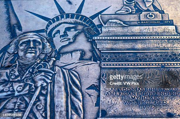 Commemorative plaque on the floor of the Union Square in honor of Frederic Auguste Bartholdi , also known by the nickname of Amilcar Hasenfratz, who...