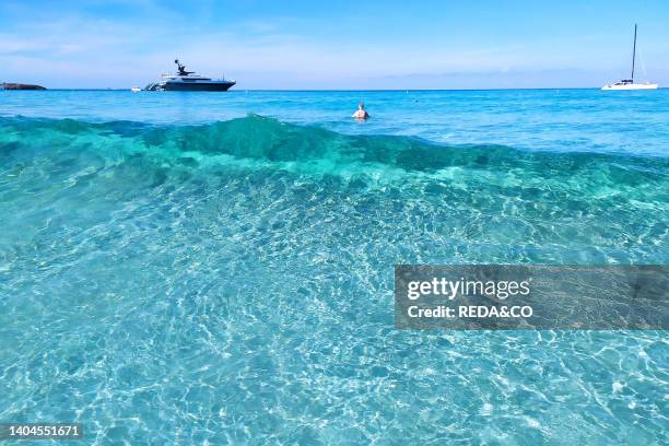 Seascape, Playa Ses Illetes beach, Balearic Islands, Formentera, Spain,.
