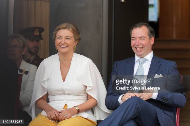 Princess Stephanie of Luxembourg and Prince Guillaume of Luxembourg participate in National Day festivities in Esch-sur-Alzette on June 22, 2022 in...