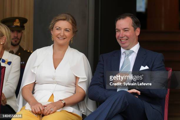 Stéphanie, Hereditary Grand Duchess of Luxembourg and Guillaume, Hereditary Grand Duke of Luxembourg visit Esch-sur-Alzette for National Day on June...