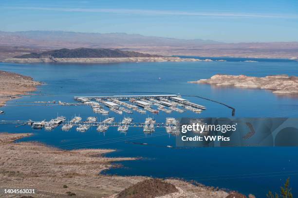 Hemenway Harbor marina at the southern end of Lake Mead near Hoover Dam in Nevada. Lake Mead National Recreation Area.