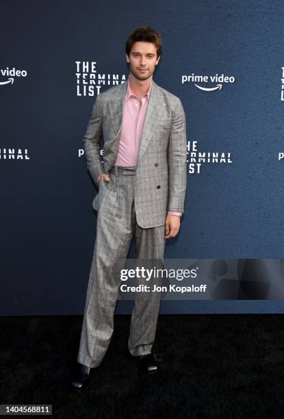 Patrick Schwarzenegger attends "The Terminal List" Los Angeles premiere at DGA Theater Complex on June 22, 2022 in Los Angeles, California.