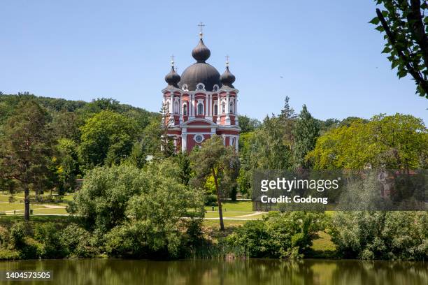Curchi monastery church and garden, Moldova.