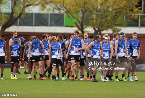 General view during a North Melbourne Kangaroos AFL training session at Arden Street Ground on June 23, 2022 in Melbourne, Australia.