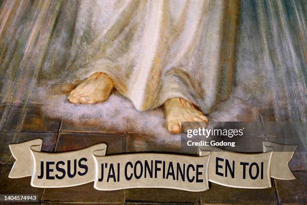Notre Dame de Plaimpalais church. Jesus the Divine Mercy, I trust in you. France.