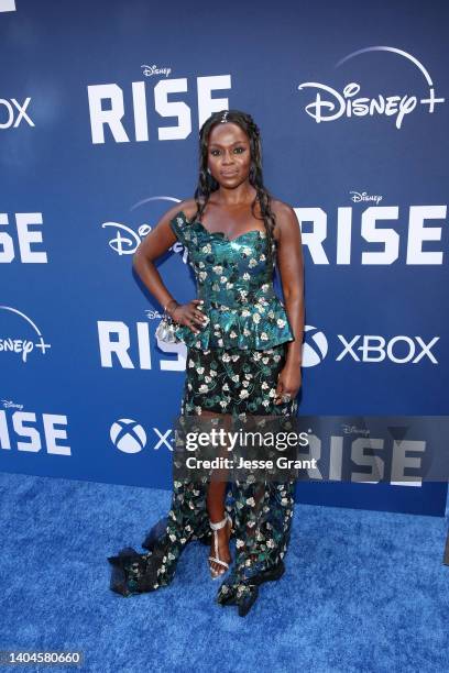 Yetide Badaki attends the world premiere of Rise at Walt Disney Studios in Burbank, California on June 22, 2022.