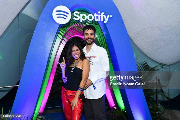 Jearnest Corchado and Franco Micheo attend Premios Tu Musica Urbano at Casa Spotify at Perla at La Concha Resort on June 22, 2022 in San Juan, Puerto...