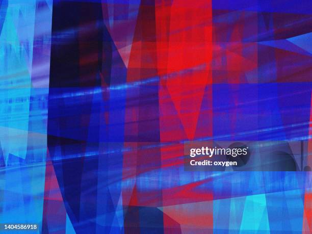 abstract futuristic blue red white distorted noise background. glitch texture geometric square shapes - bandiera della francia foto e immagini stock