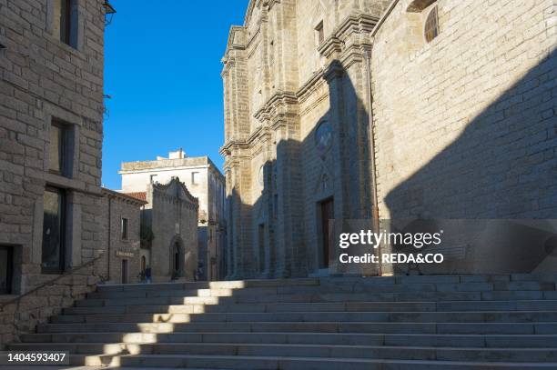 San Pietro Cathedral and to the left Church of Rosario, Tempio Pausania; Sardinia, Italy, Europe.