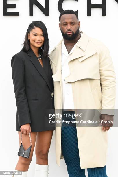 Chanel Iman and Davon Godchaux attend the Givenchy Menswear Spring Summer 2023 show as part of Paris Fashion Week on June 22, 2022 in Paris, France.