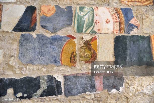 Lecce, township of Casalabate abbey of Santa Maria di Cerrate, the church, interior, frescoes .