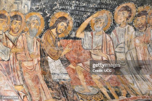 Otranto church of San Pietro, building of the IX-X century. Washing of the Feet , fresco, 10th-11th century.