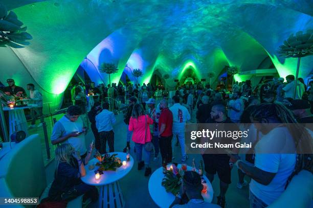 People attend Premios Tu Musica Urbano at Casa Spotify at Perla at La Concha Resort on June 22, 2022 in San Juan, Puerto Rico.