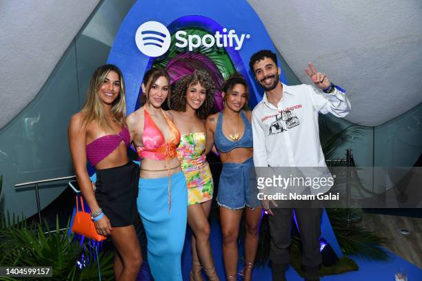 Mariella Rossy, Raiza Montes, Gabriela Quiñones, Dani Vassallo and Franco Micheo attends Premios Tu Musica Urbano at Casa Spotify at Perla at La...