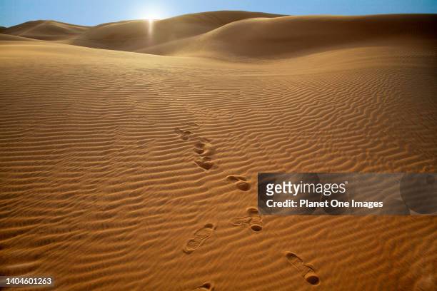 Footseteps in the desert sands of Dubai.