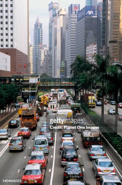 Traffic in Hennessy Road, Hong Kong.