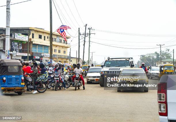 View of a street in Monrovia on February 14, 2022 during the celebration of the bicentenary of the birth of this West African country