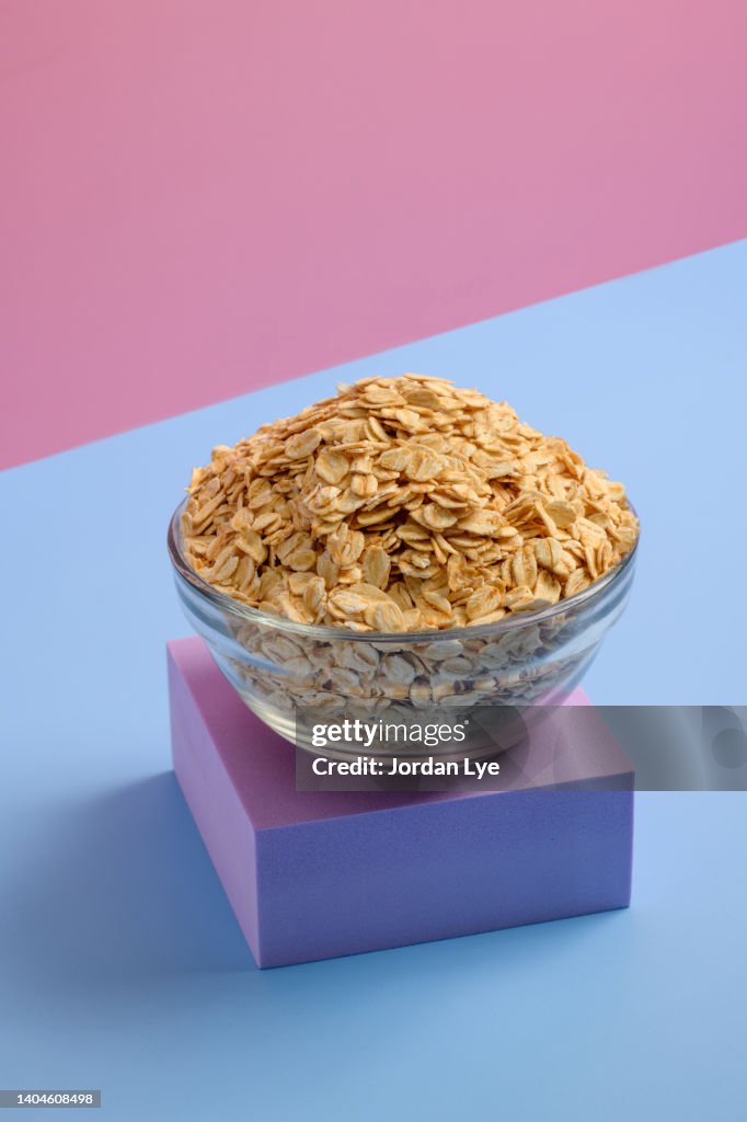 Rolled oats with color background