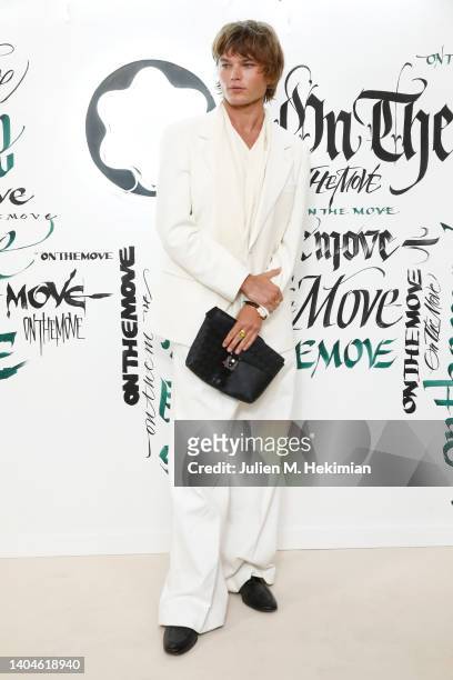 Jordan Barrett attends Montblanc Cocktail : "On The Move" Montblanc Extreme Launch At Palais Galliera at Palais Galliera on June 22, 2022 in Paris,...
